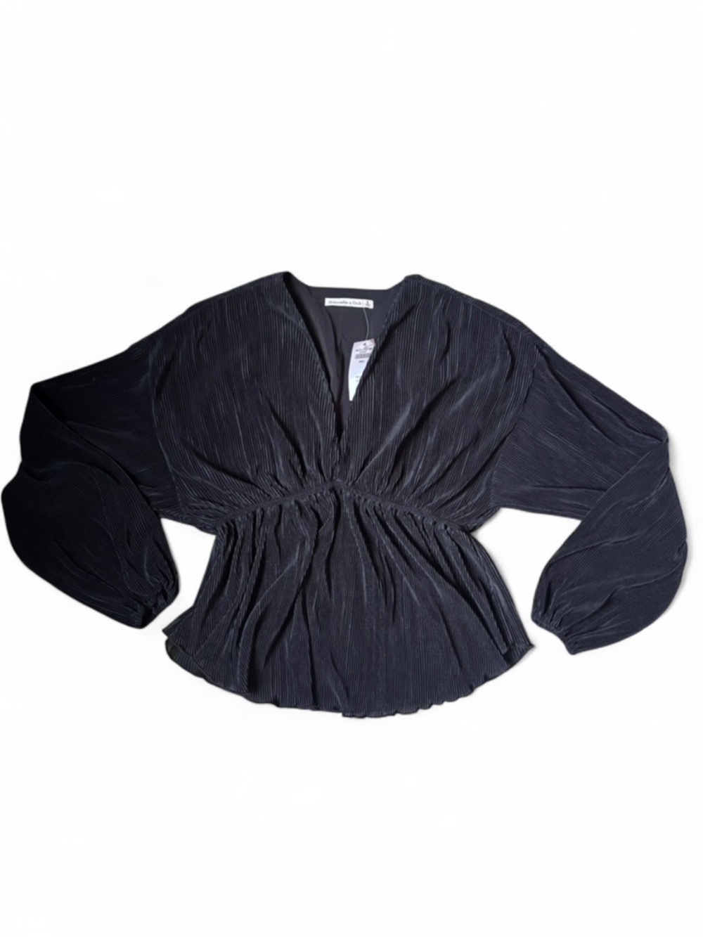 Abercrombie & Fitch Black V-Neck Peplum Blouse